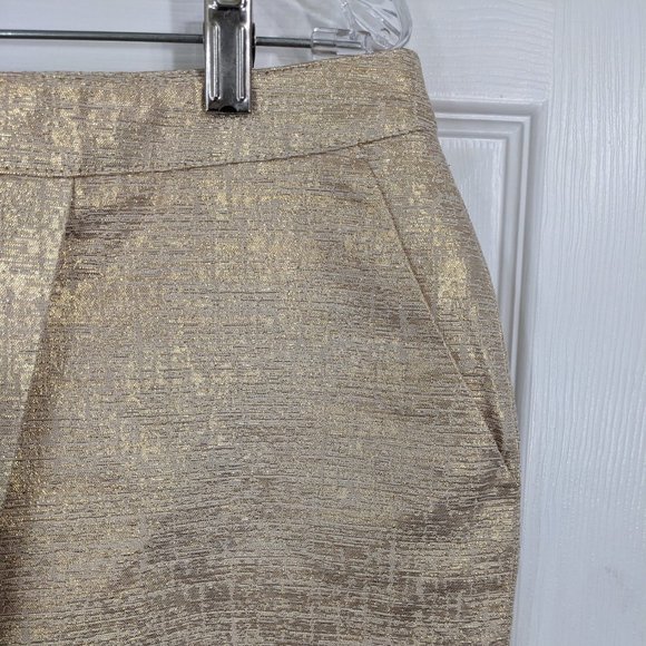 Cache Cache Metallic Gold Faux Wrap Side Pockets Mini Skirt - size 42 Eu(10-12)* - Picture 4 of 11